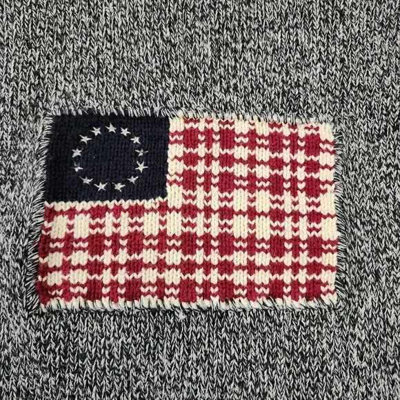Ralph Lauren Sport Flag Sweater Knit Turtleneck Pullover Americana Gray Large - Picture 6 of 9